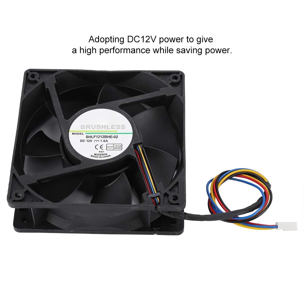 Computer Cooling Fan ASHATA SHLF1212BHE-02 DC12V 1.6A 12CM Temperature Control PWM Cooling Fan Cooler with High Heat Dissipation 12V Cooling Fan