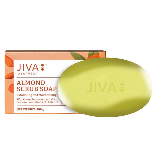 Jiva Almond Scrub Soap - For Glowing Healthy Skin - Pack of 4