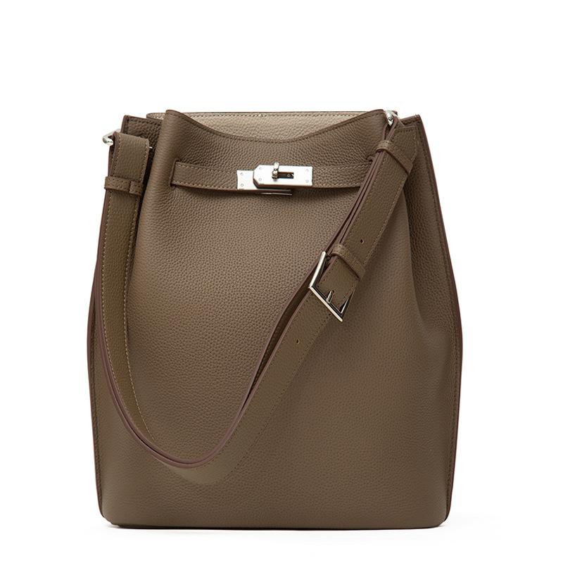 Neue Togo Oberleder Rindsleder Eimer Tasche lässige Ein Schulter SoKelly Leder Hufeisen Ein Schulter Tragetasche