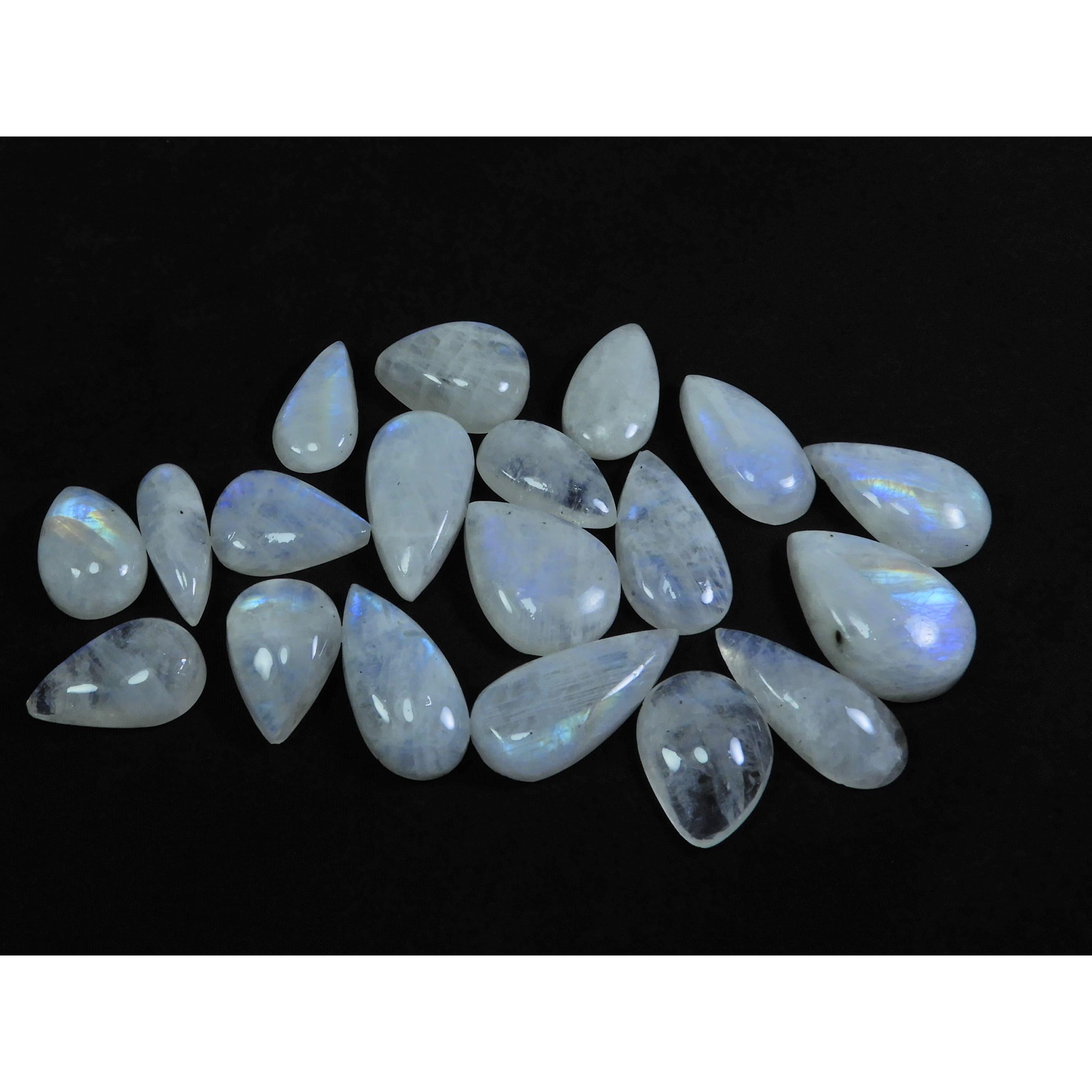 

12X17-11X26MM Natural Rainbow Moonstone Pear Cabochon 19Pcs Gemstone 326Cts. C-18