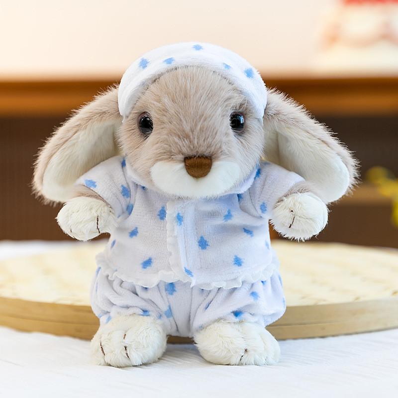Plush Rabbit Toy For Kids Sleep Time With Denim Jeans And Tang Suit Costume