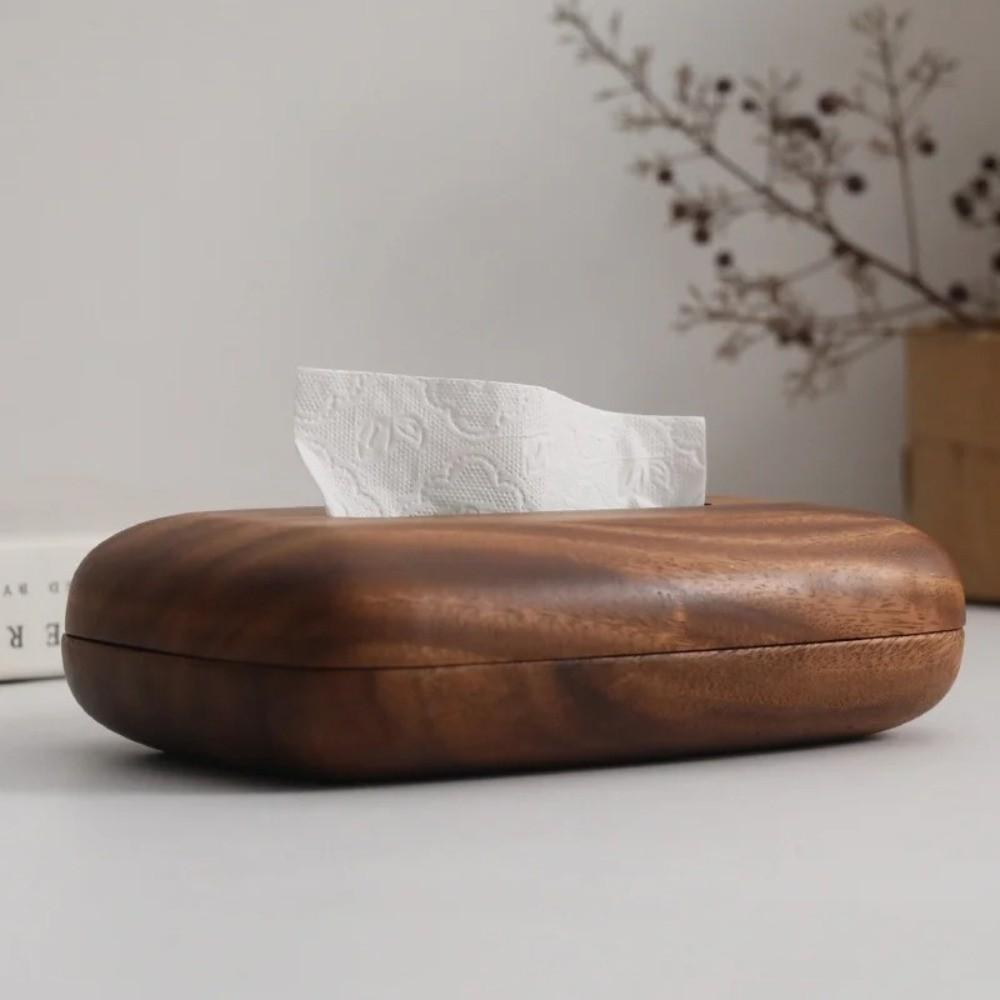 1Pcs New Nut-brown Tissue Box Cover Solid Wood Simple Tissue Box Holder Elegant Large Capacity Napkin Dispenser for Hotel