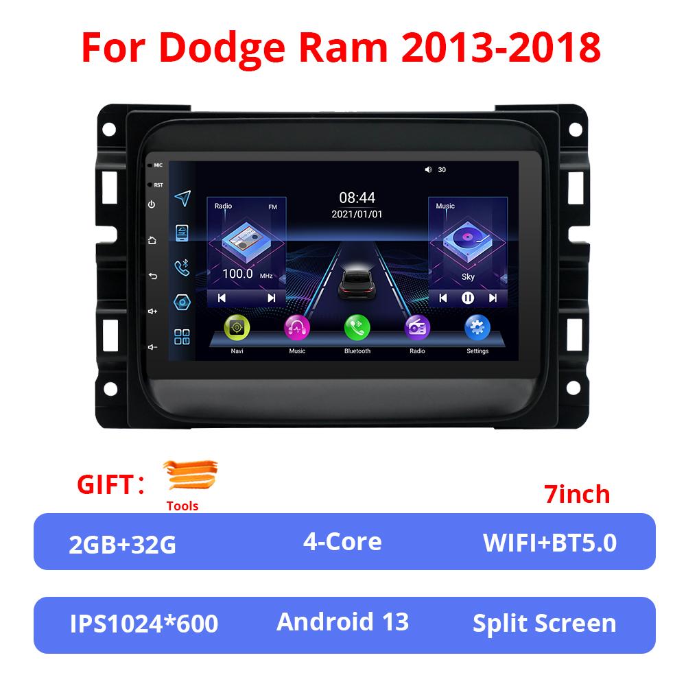 NAVIGUIDE 7 Inch Android 13 For Dodge Ram 13-18 No DVD Car Wireless Carplay & Android Auto With IPS Touch Screen 4G WIFI BT 5.0