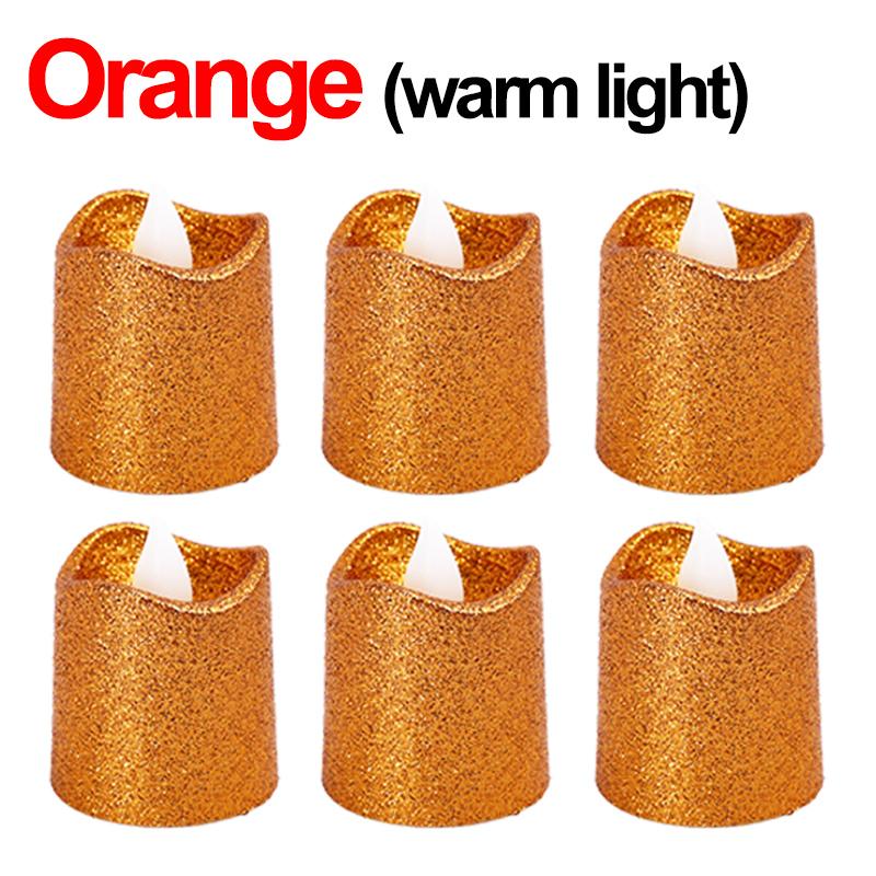 

Блестящие беспламенные свечи-подсвечники на батарейках, светодиодные чайные свечи для рождественской свадьбы, настольные лампы для уличного декора 6Pcs