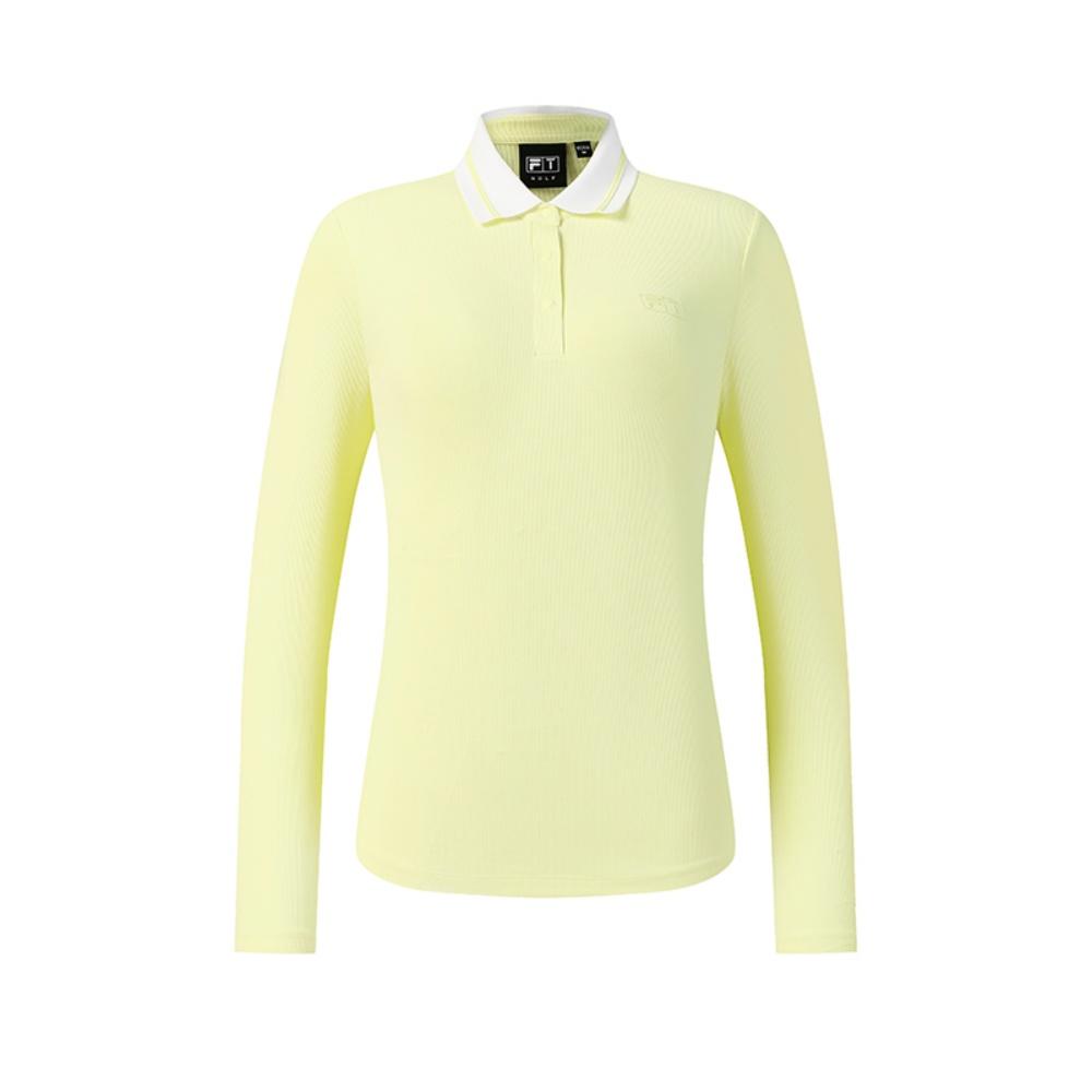FILA Golf Series Trendy Fashion Simple Casual Sports Training Versatile Slim Fit Long Sleeve Polo Shirt Women tops Mustard-Yellow A11W615214FYE