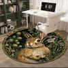 1pc Medieval William Morris Rabbit Design Round carpet Painted Printed circular carpet, home door mat, outdoor travel protection carpet