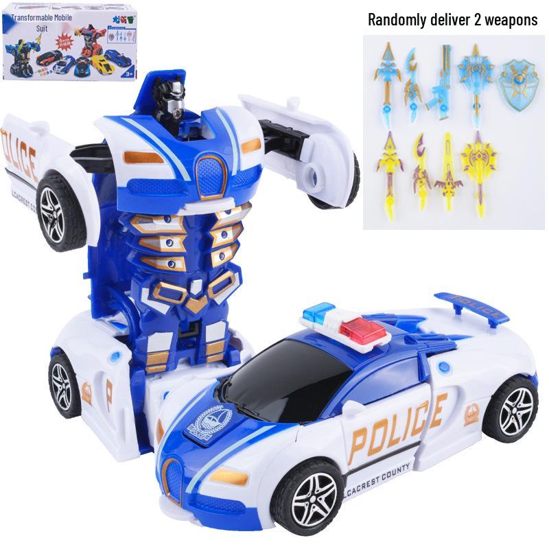 Children's Deformation Toy Car - One-Key Inertia Impact Puzzle Vehicle