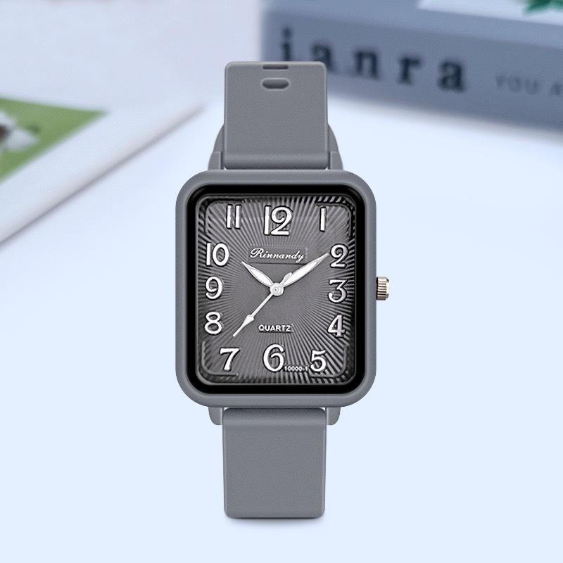 Women's Fashion Jelly Color Silicone Band Square Quartz Student Watch