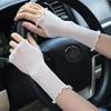 Kurze Halbfinger-Sonnenschutzhandschuhe für Damen Dünne Elastische Abdeckung Anti-Bräunung Schwarz Atmungsaktiv zum Fahren und Radfahren