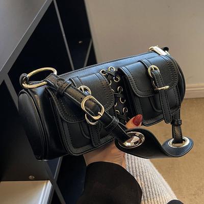 New Trendy Cool Locomotive Style Personalized Underarm Cylinder Bag Niche Design Spice Girl Style Shoulder Messenger Bag