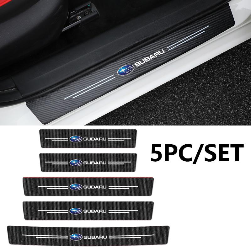 For Subaru STI XV Car Accessorie PU Leather Car Door Sill Plate Protector Stickers Threshold Side Trunk anti-scratch Protection X666