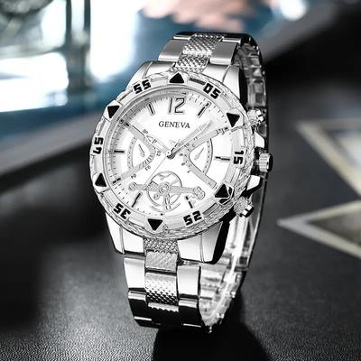 Quartz Watch Classic Business Men Wristwatch Large Dial Alloy Strip Watches
