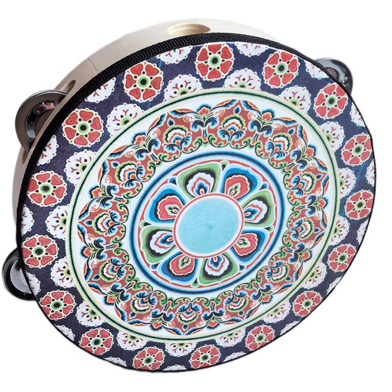 8-Inch Dunhuang Uyghur Dance Tambourine with Jingle Bells
