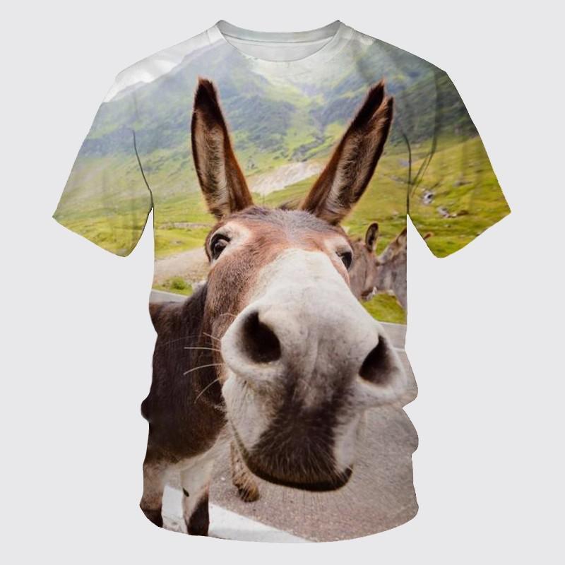 Funny Donkey T-shirt Animal 3D Printing Short Sleeve O-neck For Men's