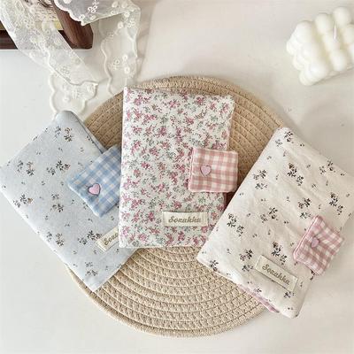 Koreanische Girly-Herz-Blumen-Buchhülle für Notizbücher & Tagebücher - Tragbare Taschengöße