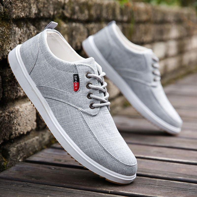 Autumn Spring Casual Breathable Linen Board Shoes Non-slip Trend Work Running Sports Men's Shoes