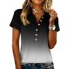 Damen modisches und lässiges Sommer V-Ausschnitt Patchwork Kurzarm Farbverlauf Top