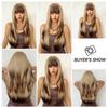 HAIRCUBE Long Wavy Brown To Blonde Omber for Women Layered Synthetic Wig with Bangs Natural Christmas Party Heat Resistant Fiber