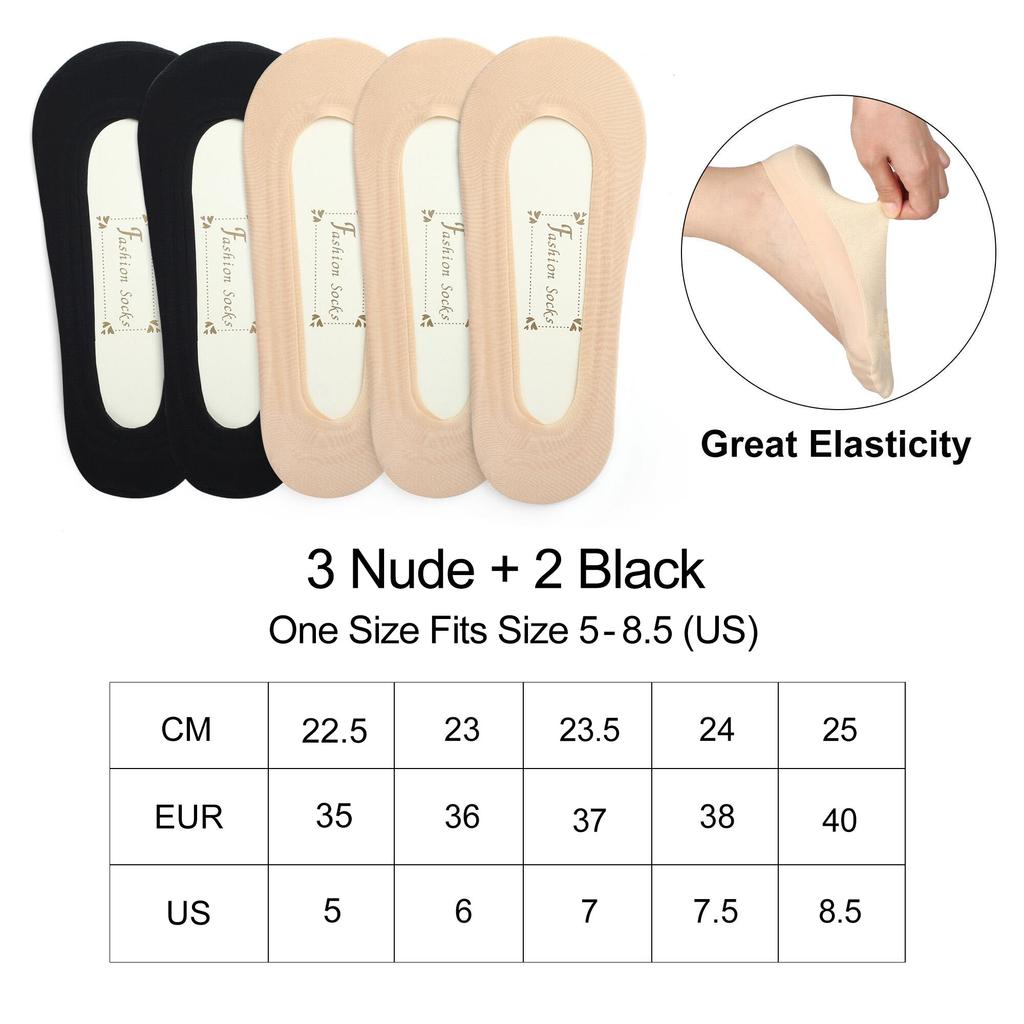 5 Pairs Ultra Low Cut Liner Socks for Women, No Show Non Slip Hidden Invisible Socks