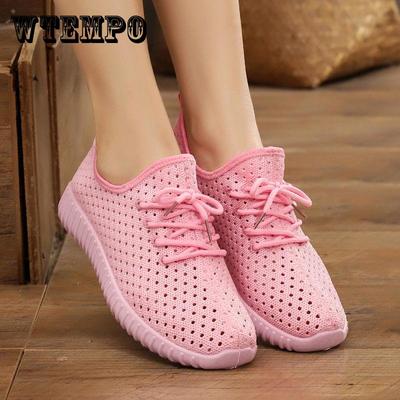 Sapatos de rede de verão feminino oco respirável de um passo fundo plano sapatos femininos grávidas antiderrapante respirável moda esportes sapatos