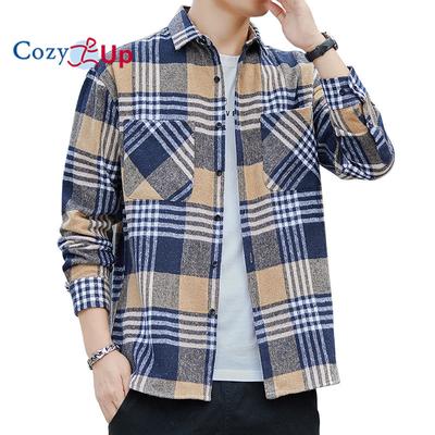 Men's Leisure Long Sleeve Shirts Plaid Cotton Blend Comfort Fit