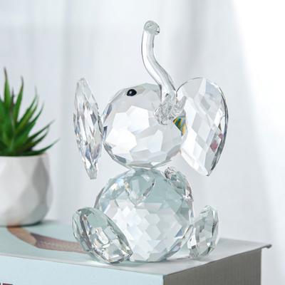 Faux Crystal Elephant Ornament Clear Elephant Figurine Good Luck Gift Tabletop Mini Elephant Sculpture for Office Bedroom Living Room