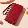 Women’s Crocodile Embossed PU Leather Wallet Large Capacity Zip Around Wristlet Long Clutch Phone Wallet Card Holder Purse