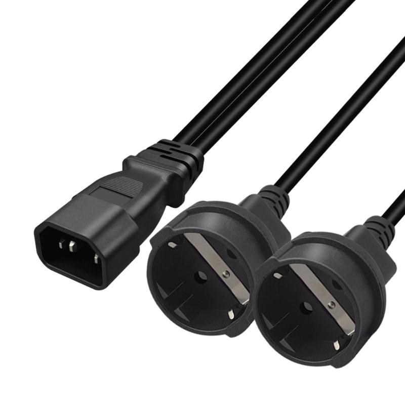 Power Adapter Cord With C14 To European Standard 4.0MM Socket, 10A 1 To 2 Adapter