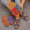 Fashion Solid Color Women 2026 Women's New Leather Fish Mouth Thick Bottom Fashionable Belt Buckle  Cool Slippers