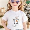 Christmas Cute Design A‑Z 26 Alphabet Printed Kids Tee Cotton O‑Neck Short Sleeve Boys Girls Winter Holiday Party Child Clothing