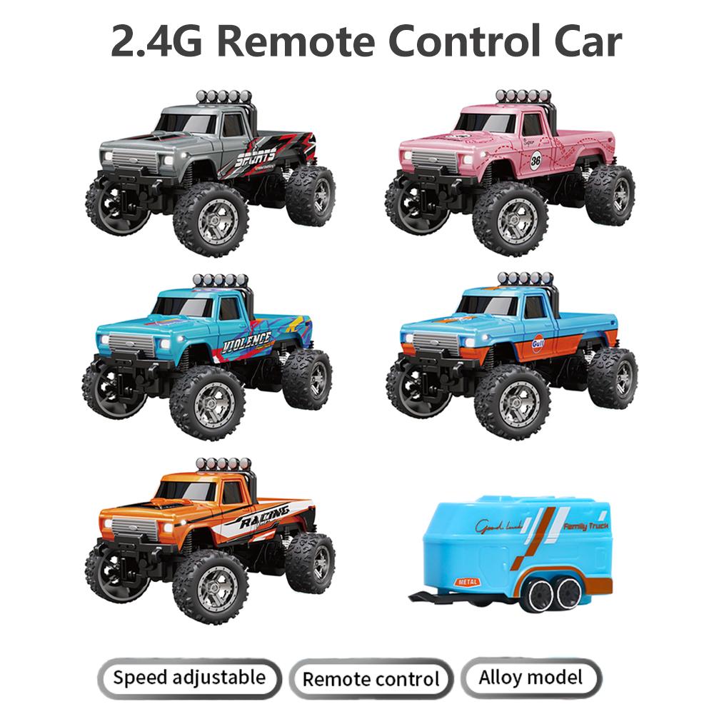 1/64 RC Car 2.4G Remote Control Mini Speed Off-road Climbing Car Alloy Desktop Vehicle with LED Light Toy for Kids Small Gifts