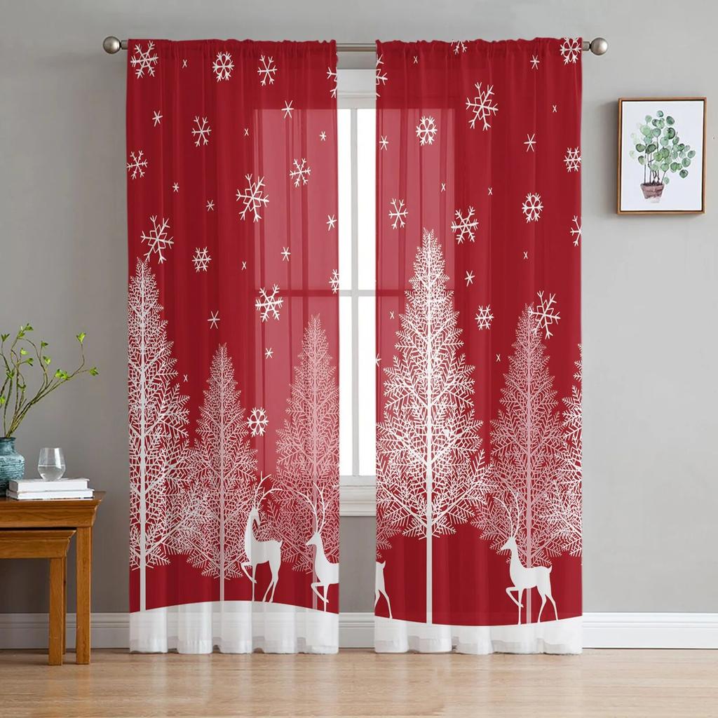 Forest Deer Creek Tulle Curtains For Living Room Sheer Curtain For Bedroom Window Blinds Voile Curtains