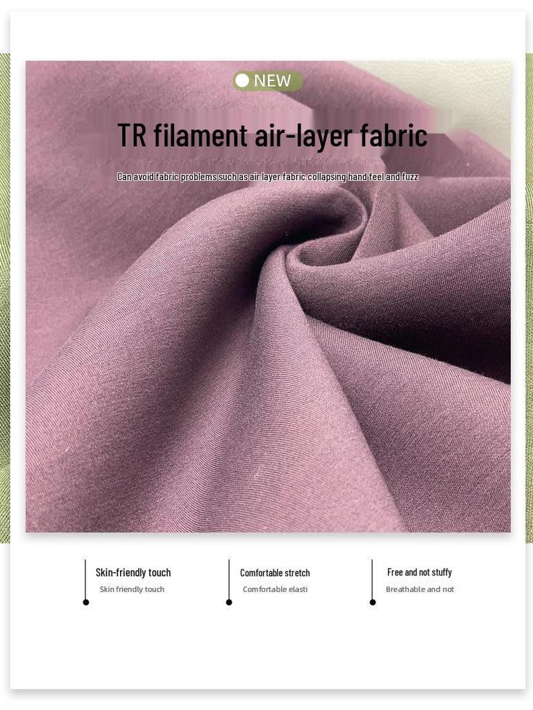 Double-Sided TR Interwoven Air Layer Cotton Elastic Sweatshirt Knit Fabric with Fishing Line