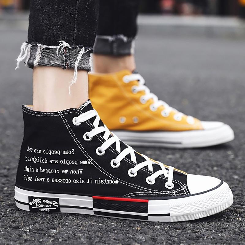 

Модные высокие мужские спортивные туфли летние парусиновые кроссовки дизайнерские двухцветные эспадрильи обувь Vulcan мужские роскошные кроссовки CN 37(Insole 23.5 cm