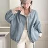European Style Stand Collar Double Zipper Women's Color Block Jacket - 2025 Spring Casual Loose Fit