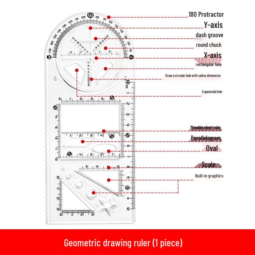 Multifunctional Geometric Drawing and Circle Template Ruler