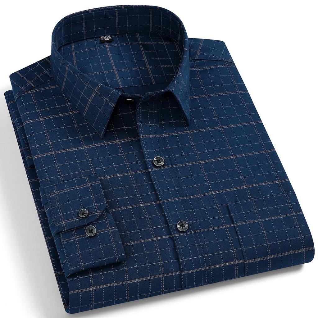Quality Stretch Men Shirt Viscose Fiber Long Sleeve Anti-wrinkle Non-ironing Regular Fit  Casual Business Office Stretch Shirt