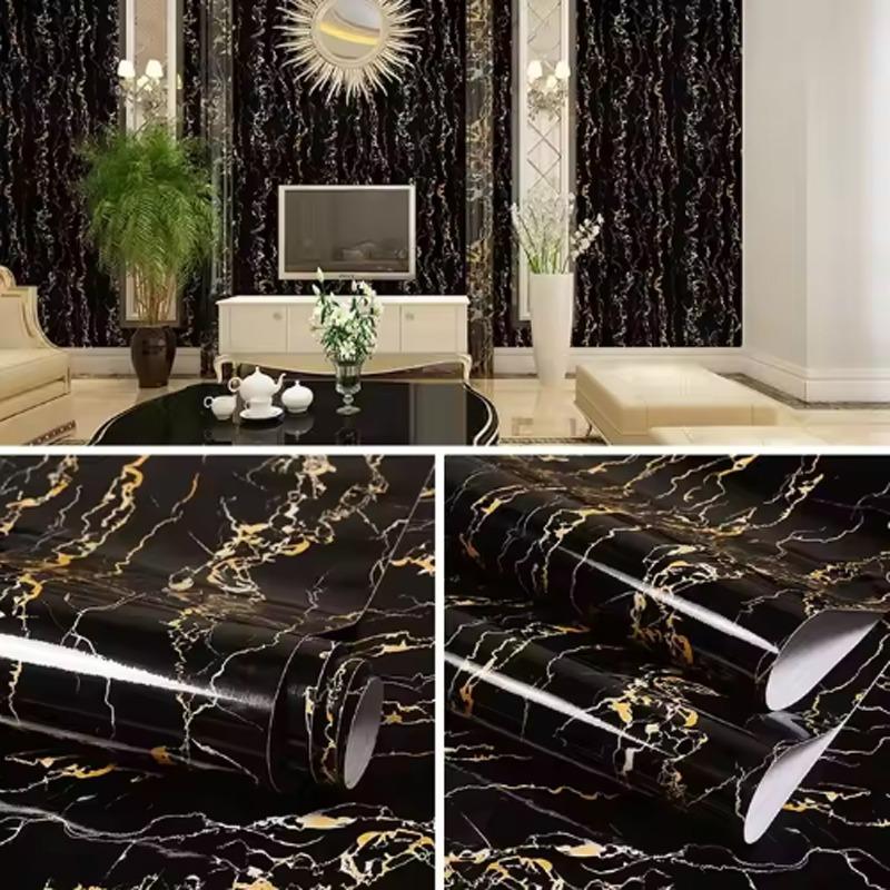 Waterproof oil proof kitchen and living room decoration wallpaper marble colored PVC stickers