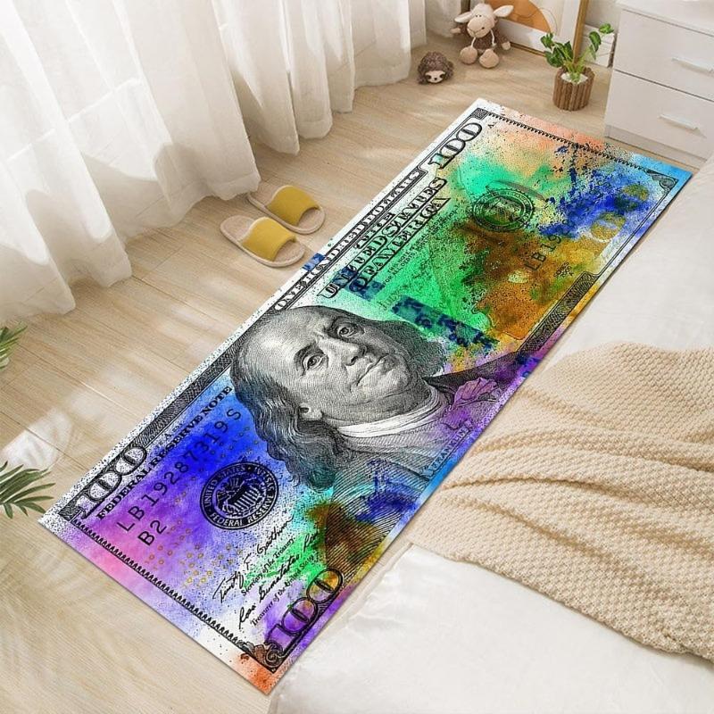 Dollar Bill Runner Rug Burning Currency Design Non-slip Carpets Creative Edgy Home Decor Entryway Mat Visual Art Portrait Carpet