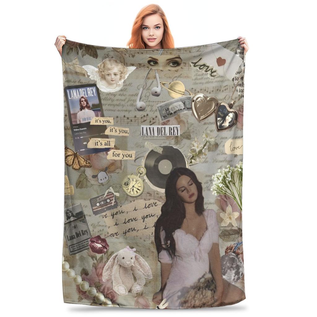 American Singer Lana Del Rey Blanket Pop Culture Music Flannel Novelty Soft Throw Blanket for Home Spring/Autumn