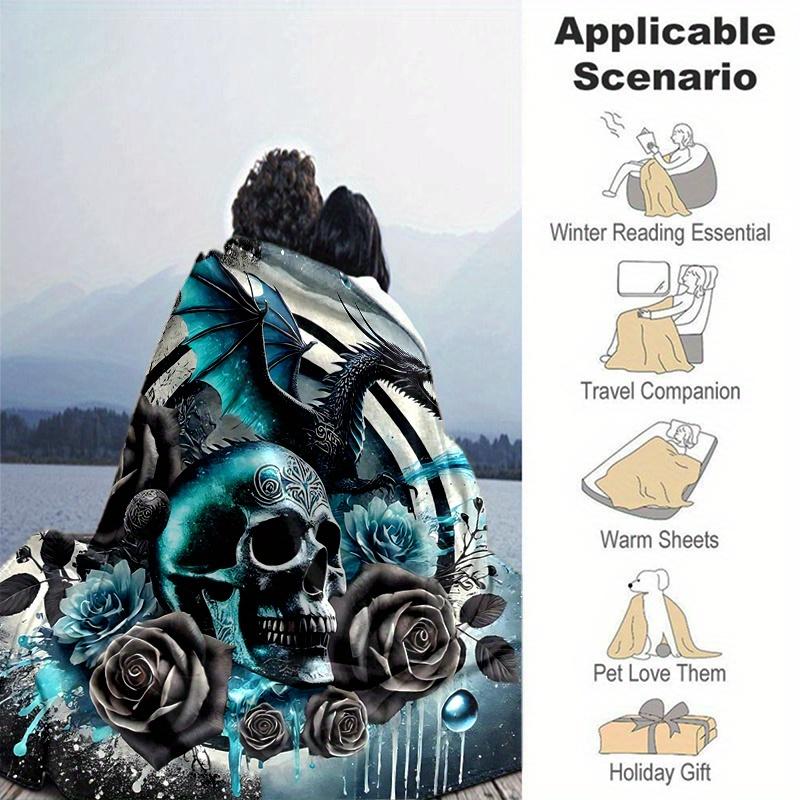 1pc Blue Dragon's Whisper Theme Blanket  Soft Throw for Home Decor, Perfect Gift, Suitable for All Seasons