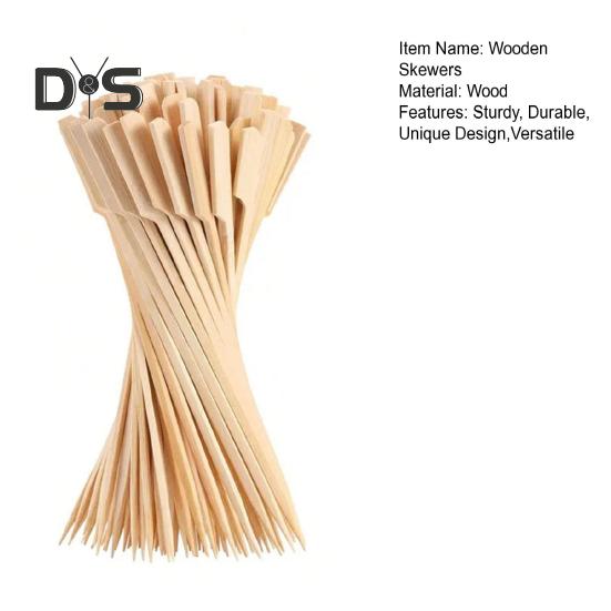 100Pcs Wooden Skewers 6 Inch Sturdy Cocktail Picks for Appetizers Flat Paddle Food Sticks for Party BBQ Fruit Cheese Charcuterie Boards Accessories