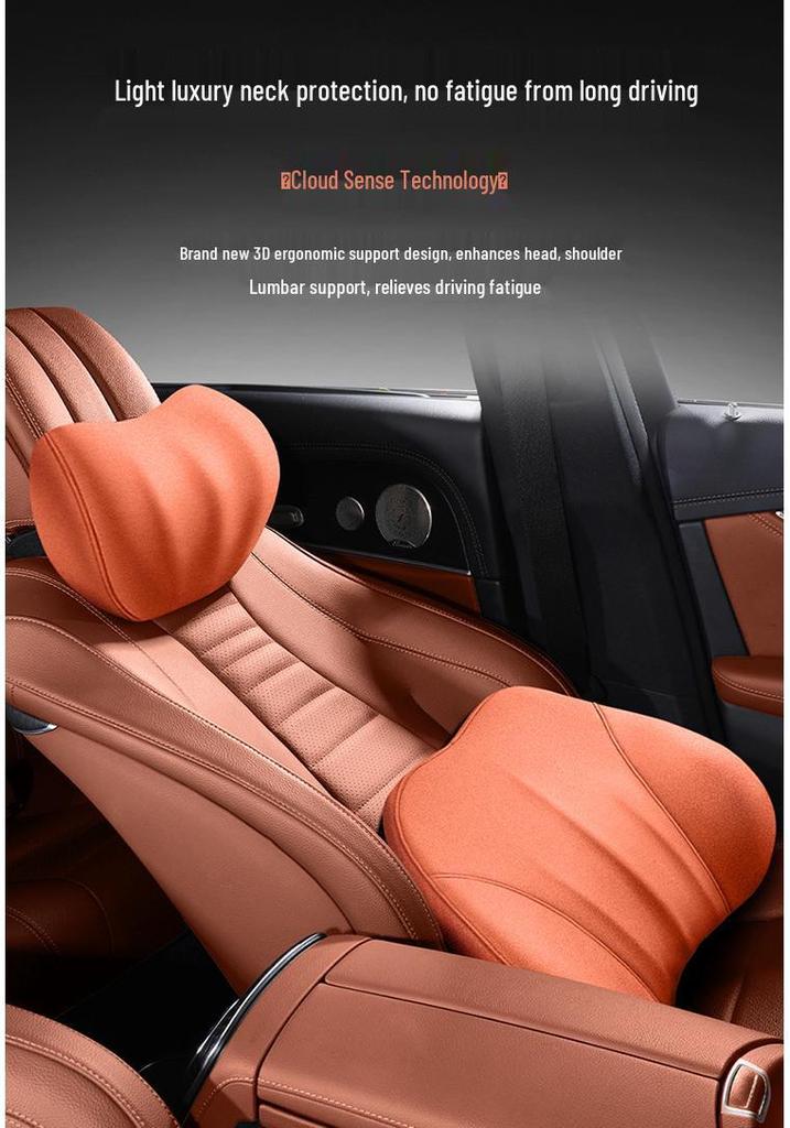 Cloud-Like Suede Memory Foam Headrest & Lumbar Support: Breathable Universal Car Cushion & Neck Pillow