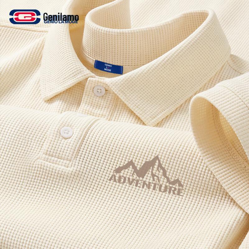 Men s Waffle Knit Short Sleeve Polo Shirt L