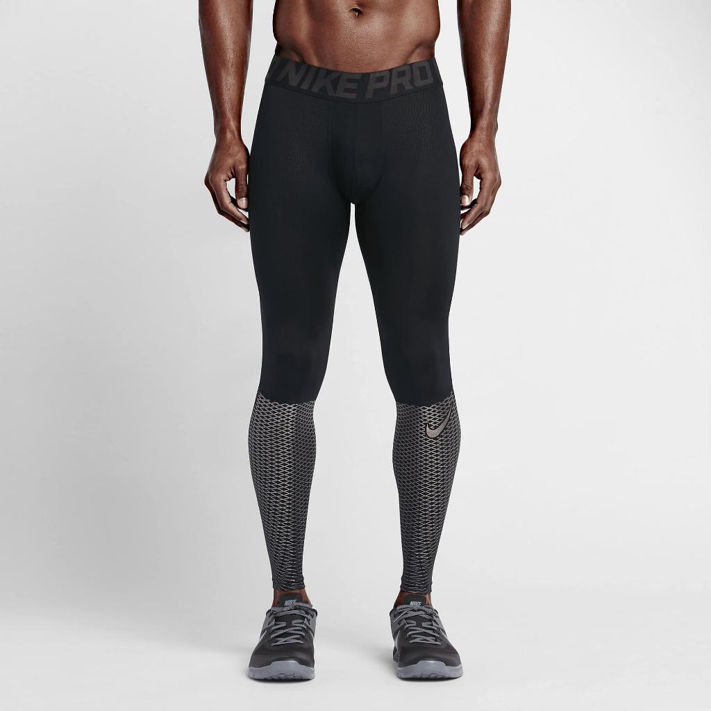 Nike Professional Slim Fit Solid Color Letter Print Nine-Point Sports Trousers Men bottoms Black 744283-010