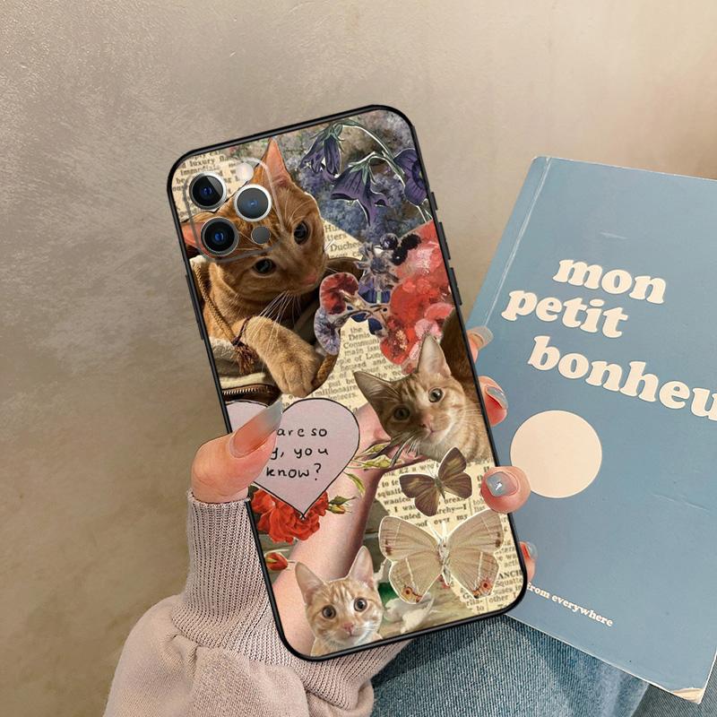funny Cute Kitty Cat Aesthetic Case For iPhone 17 Air 16 15 14 13 11 12 Pro Max 13 mini XR 15 16 Plus 16e Back Cover Shell