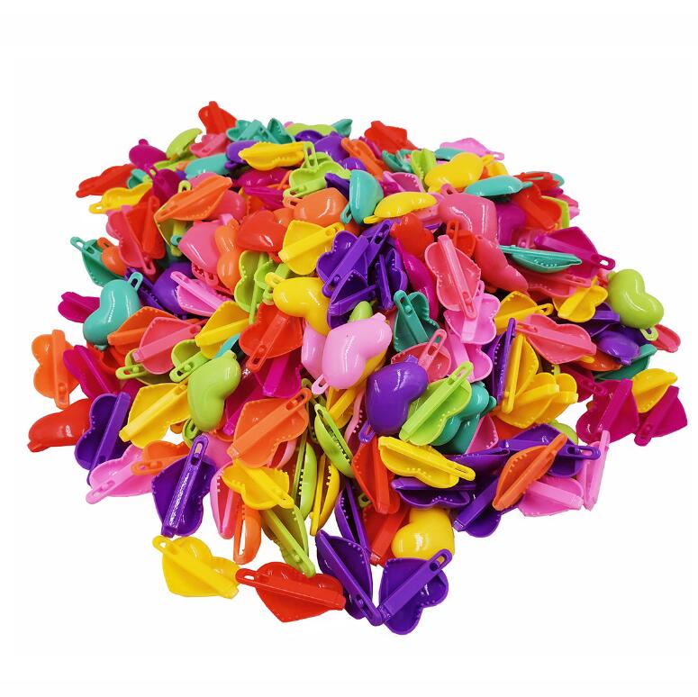 

20 шт./лот Большие Красочные Цветы Бабочки Сердца Банты Заколки для Волос Аксессуары для Волос Пластиковые Заколки Зажимы Барретты для Девочек