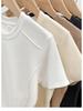 2025 Women's Summer Straight Shoulder Pure Cotton Irregular Hem T-shirt