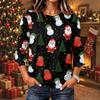 Women's Christmas Print Long Sleeve Neck Pullover Top