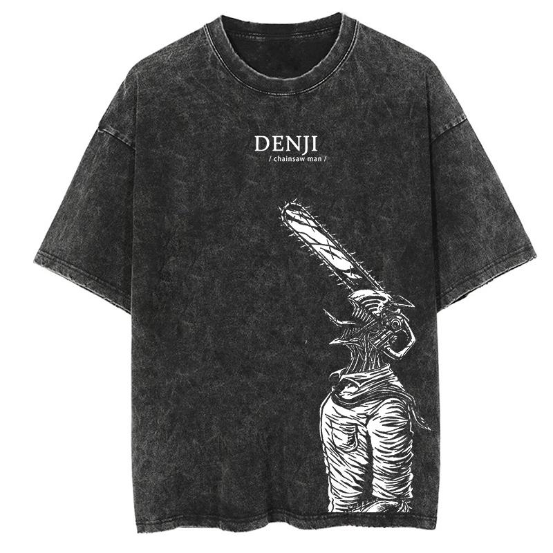 Chainsaw Man Anime Clothing Makima Graphic Print Tee Men Women Oversized Casual Tshirts Harajuku Male Washed Cotton T-shirt